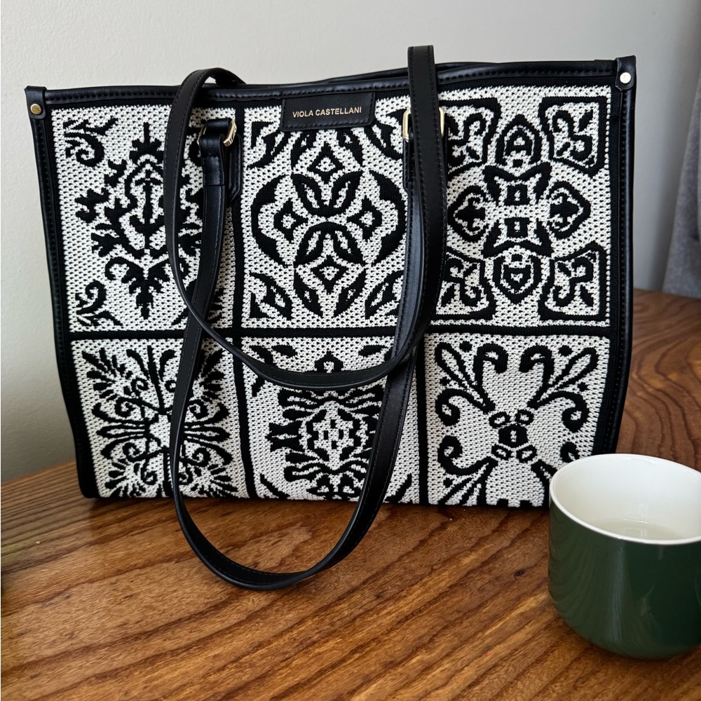 Viola Castellani Italian Leather Woven Tote Bag | Made in Italy - Picture 2 of 12